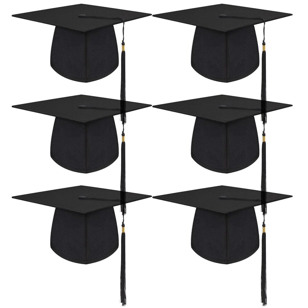 1766 6 Pieces Graduation Caps,Black Graduation Caps with Tassel Adjustable